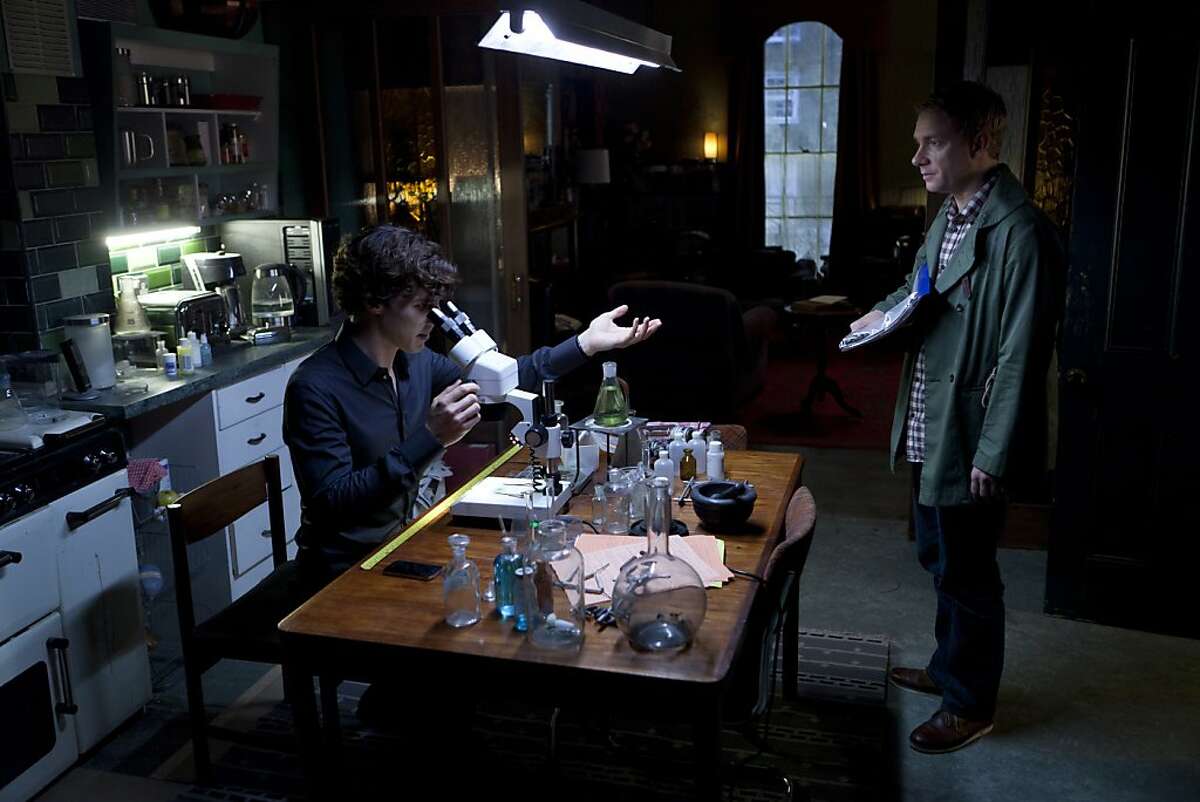 Sherlock, Series 2 On MASTERPIECE MYSTERY! Sundays, May 6, 13, and 20, 2012 at 9pm ET on PBS Sherlock Holmes and Dr. Watson are back for a new round of clever crime-solving in 21stcentury London in a series that USA Today hailed as ?’unabashedly entertaining.?“ Benedict Cumberbatch returns in the title role, with Martin Freeman as his deadpan sidekick, Watson, and Andrew Scott as the mousy mastermind of evil, Jim Moriarty. Shown from L-R: Benedict Cumberbatch as Sherlock and Martin Freeman as Watson