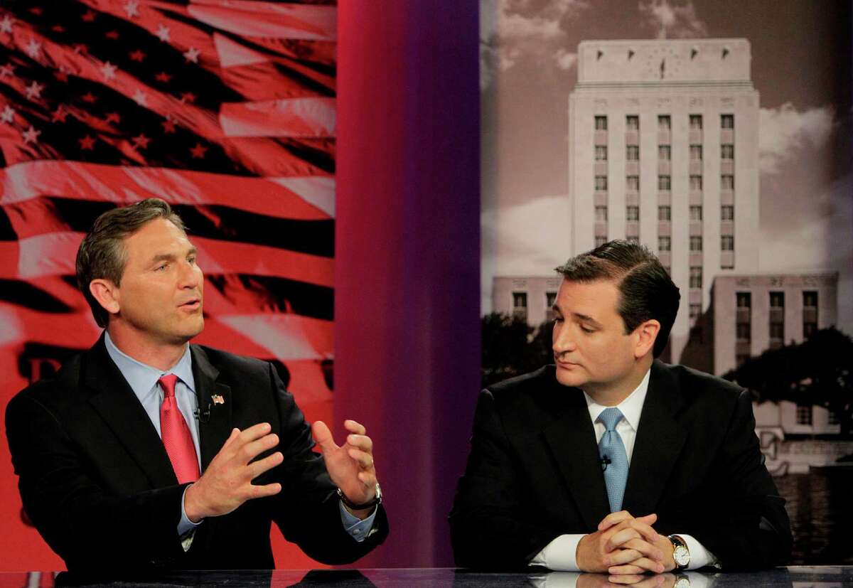 Craig James, left, and Ted Cruz were among four Republican candidates who took part Thursday, along with two Democrats, in a debate at UH in the race for a U.S. Senate seat.