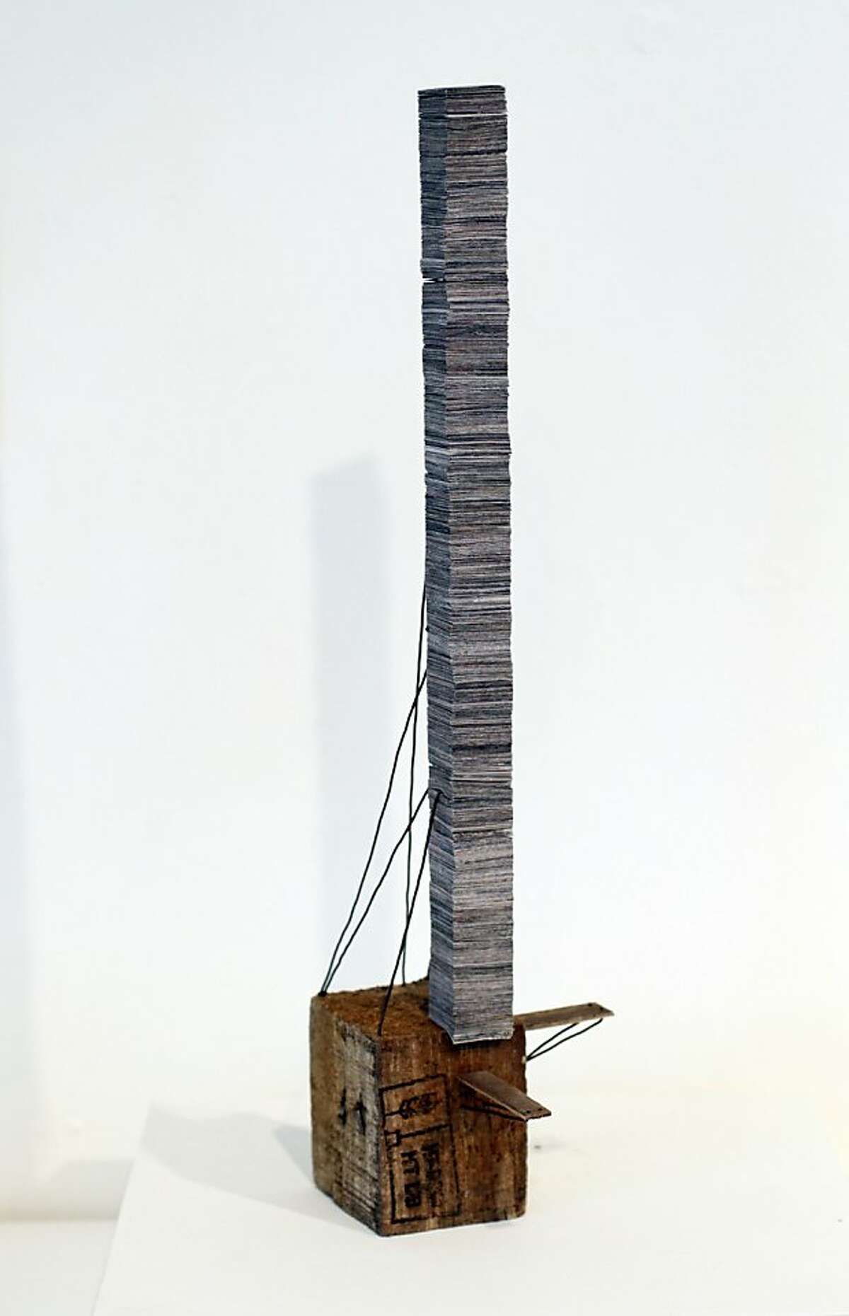 "Pressipice", a piece by Byron B. Kim, in The Altered Book Book Arts Show at the Marin Museum of Contemporary Art in Novato, Calif., Thursday, April 19, 2012. The show features 150 works all created from books. All of the pieces will be auctioned off to raise money for the museum.