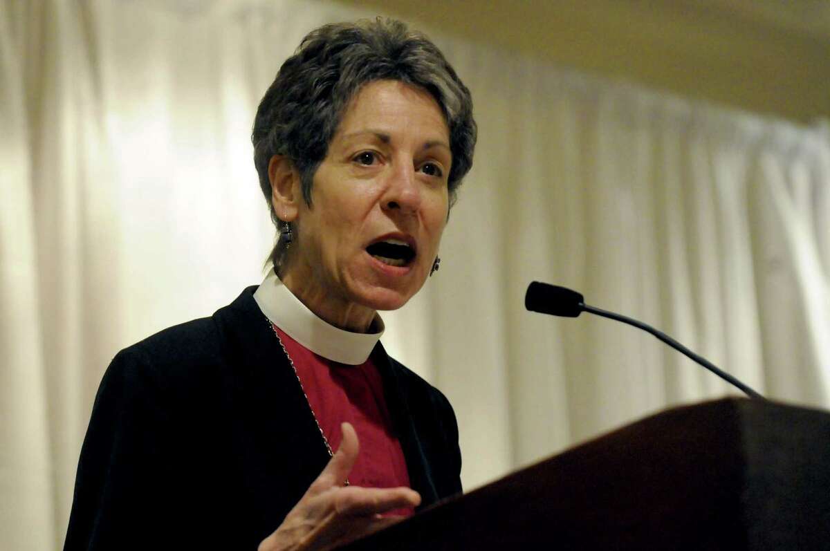 Episcopal Presiding Bishop Katharine Jefferts Schori addresses provincial synod preparing for triennial General Conference of the Episcopal Church at the Holiday Inn in Colonie N.Y. Friday May 4, 2012. (Michael P. Farrell/Times Union)