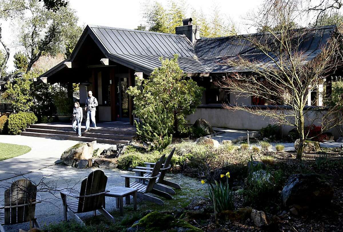 The beautiful grounds of Arista Winery feature waterfalls and picnic areas. Tasting rooms in the Healdsburg, Sonoma County, area. (By Brant Ward/San Francisco Chronicle)