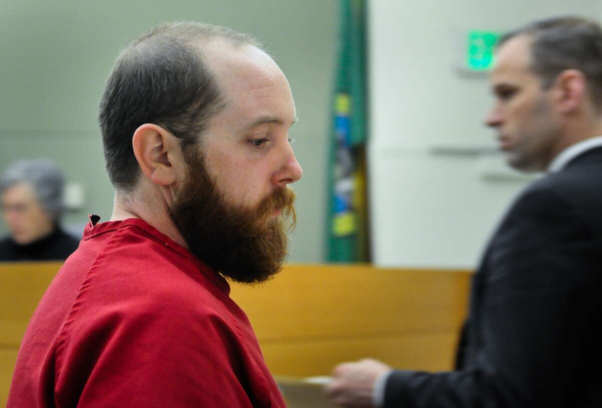 Joshua Garland, now charged with attacking a police officer during May Day protests in Seattle, appears in King County District Court Wednesday, May 2, 2012.