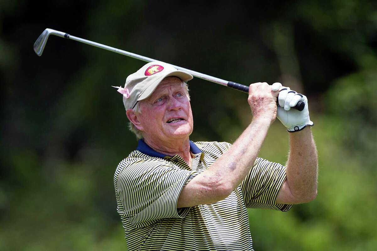 Jack Nicklaus watches his drive off the fourth tee.