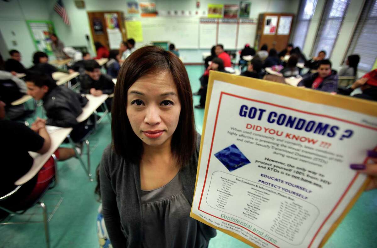 Karen Reyes, a 9th grade Health Class teacher at South Gate High School in Los Angeles, is on a list as a staff member who can distribute condoms through the Condom Distribution Program in California. Friday, Jan. 20, 2012. Bob Owen/San Antonio Express-News