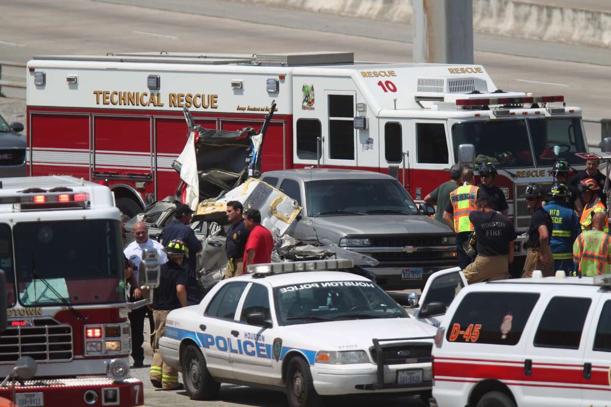 A single-car crash just before noon Tuesday in the southbound lanes of the Southwest Freeway near Texas 288 snarled traffic. Officials said the driver apparently lost control and flipped over several times.