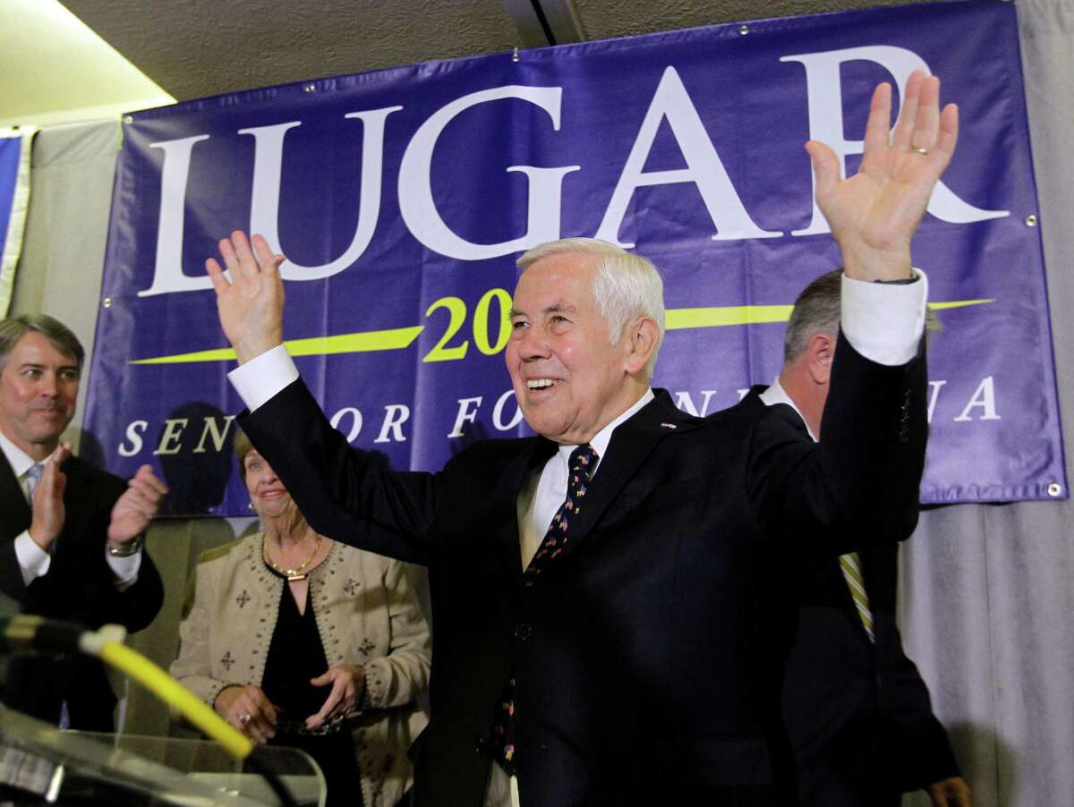 Sen. Richard Lugar puts on his game face after his defeat Tuesday in Indiana's Republican primary.