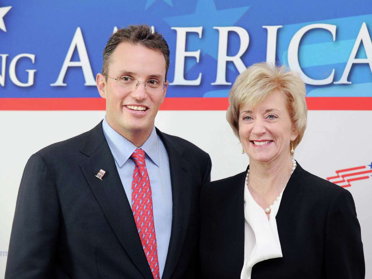 Len Tannenbaum, left, with U.S. Senate candidate Linda McMahon, a Republican, during the inaugural fundraiser for Keeping America Competitive, a pro-business political action committee, at Tannenbaum's Greenwich home, Friday night, May 11, 2012. Tannenbaum is the founder of the organization.