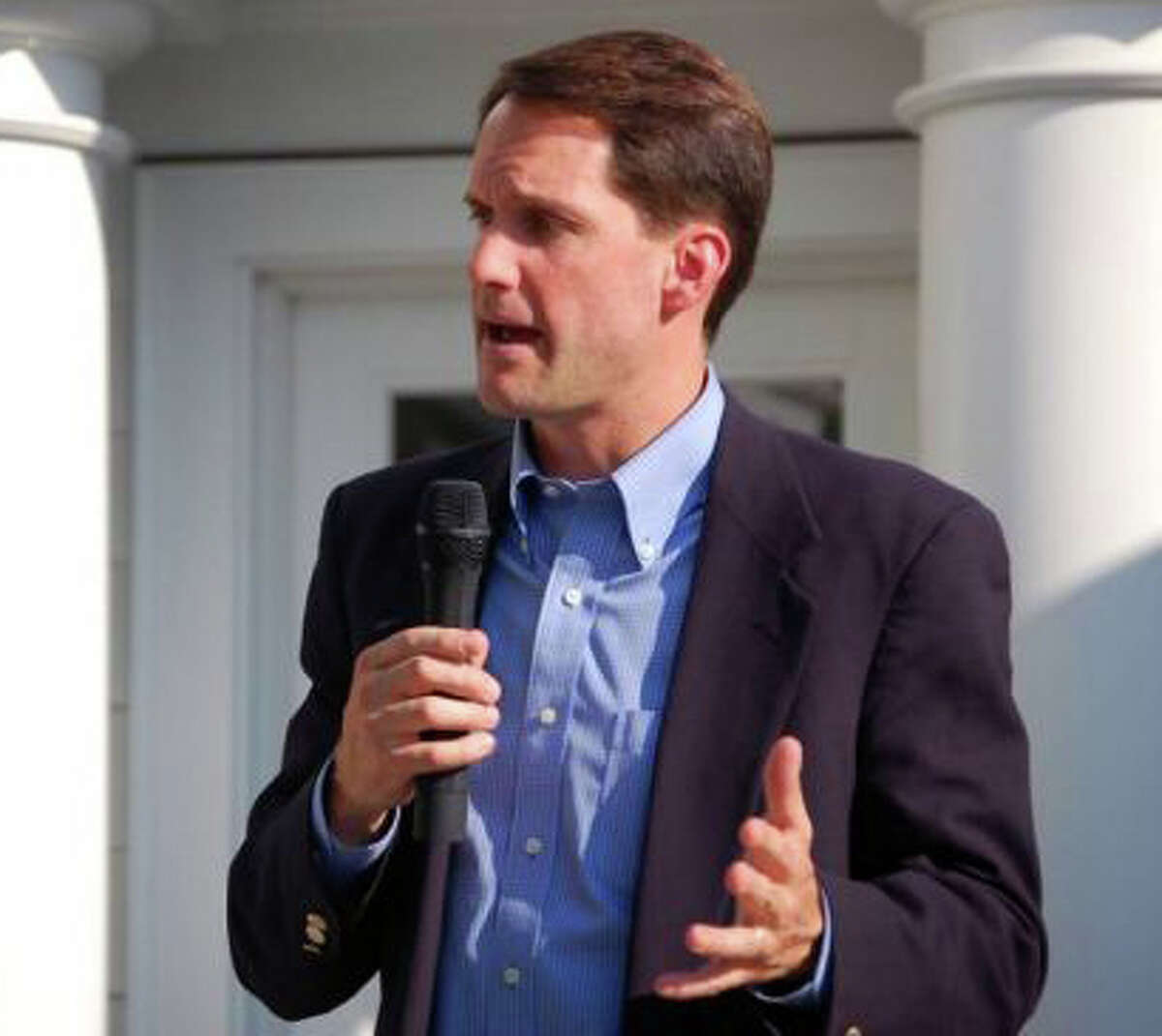 U.S. Rep. Jim Himes, D-4, shown campaigning in this file photo, was nominated by acclamation Monday by district Democrats to run for a third term in November.