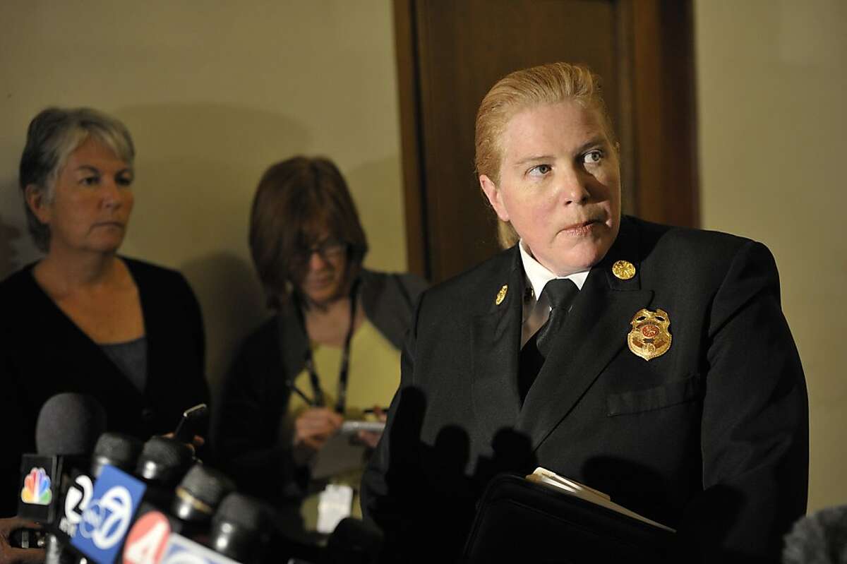 San Francisco Fire Chief Joanne Hayes-White speaks to the media after a meeting with the mayor and city officials about health and legal issues surrounding the Occupy San Francisco protests.