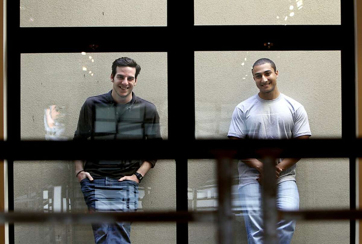 James Beshara, left, and Khaled Hussein co-founded Crowdtilt, a crowd-funding website. They are photographed at their offices in San Francisco, Calif., Friday, May 4, 2012.