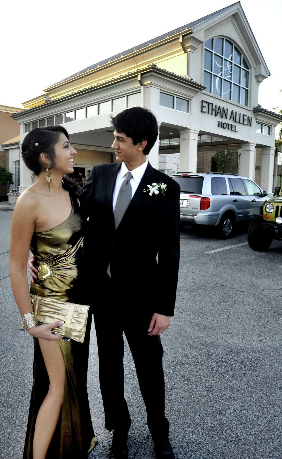 Monica Talwar and Nikhil Wahi attend the Brookfield High School Senior Prom at the Ethan Allen Hotel in Danbury Friday, May 18, 2012.