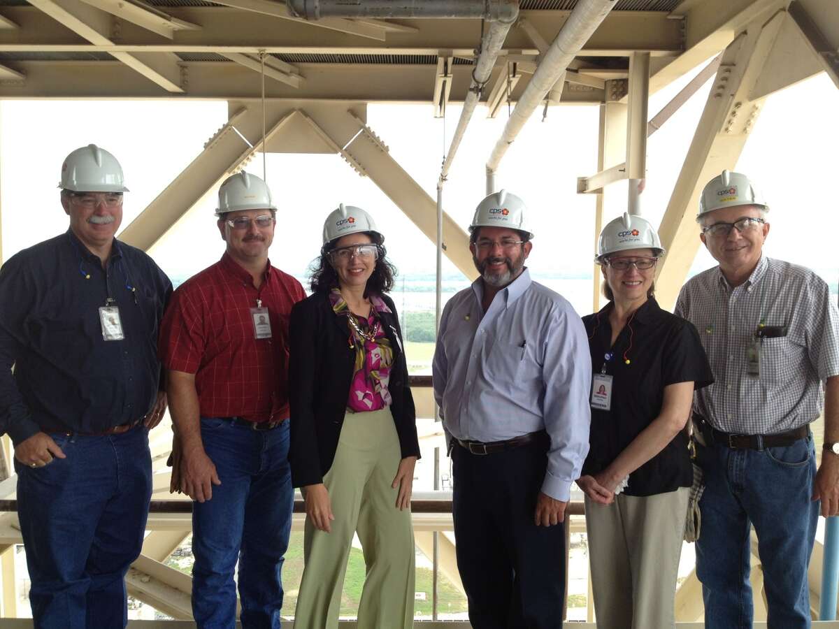 Pictured from the left are David Herbst (CPS Energy); Jeff Kruse (Spruce Power Plant); Leticia Ozuna; John Leal (CPS Energy); Debbie Gunn (CPS Energy); and Bill Gates (CPS Energy).