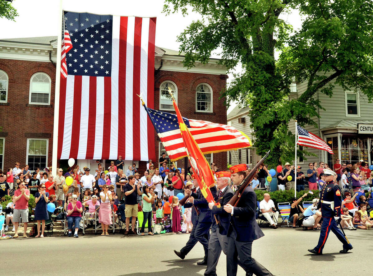 Ridgefield Town Hall was a good vantage point to watch the Ridgefield Memorial Day Parade, Monday, May 30, 2011.