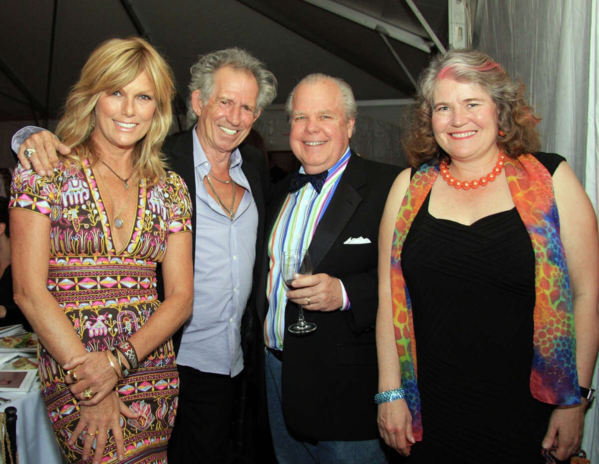 Honorary co-chairman of the Silvermine 90th Anniversary Gala Patti Hansen and Keith Richards with gala guests Woodson and Tina Duncan, residents of New Canaan May 5 in New Canaan, Conn.
