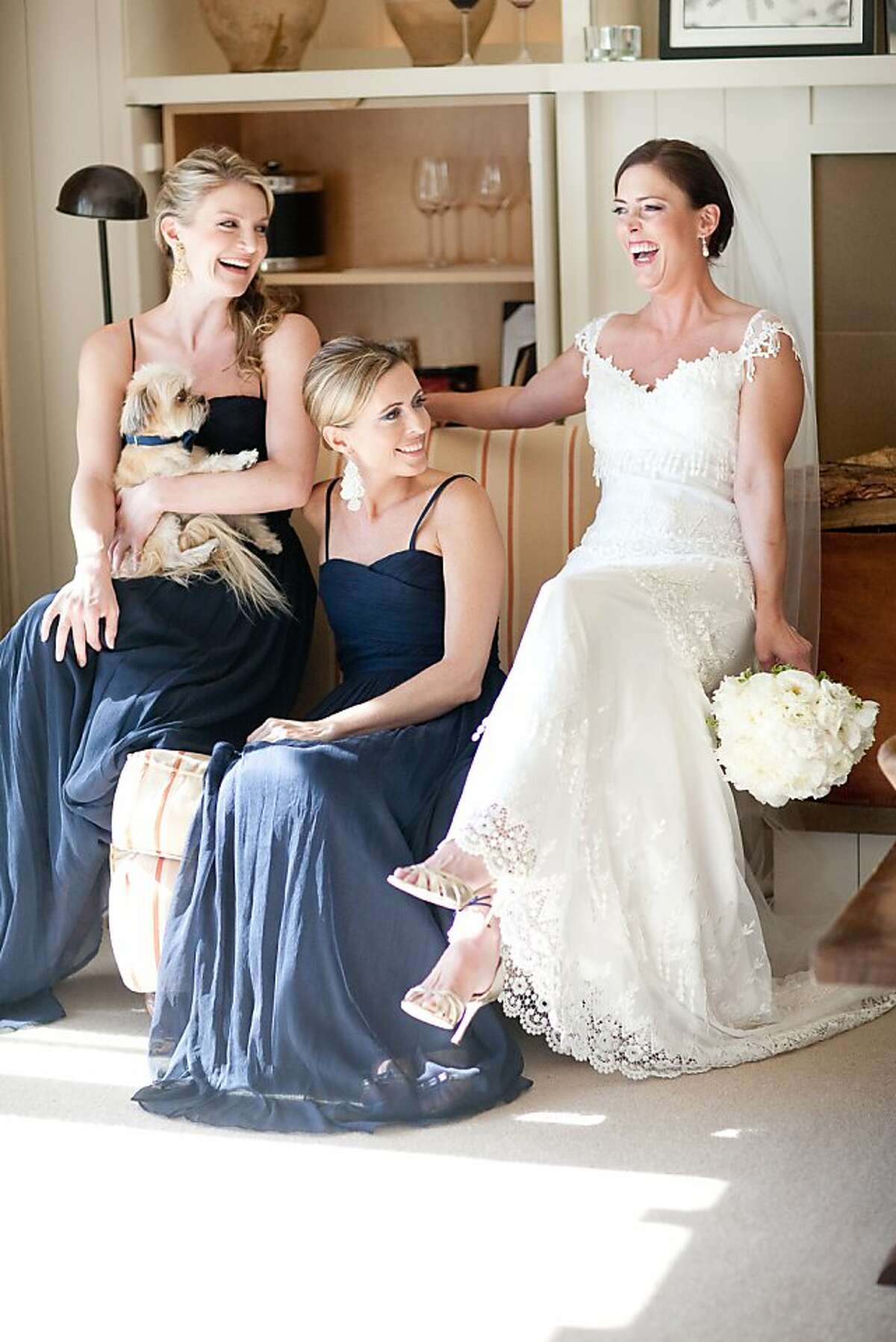 The bride and her bridesmaids Kristy Caylor (Maiyet president and founder) and Katherine Cooper at the Poetry Inn.