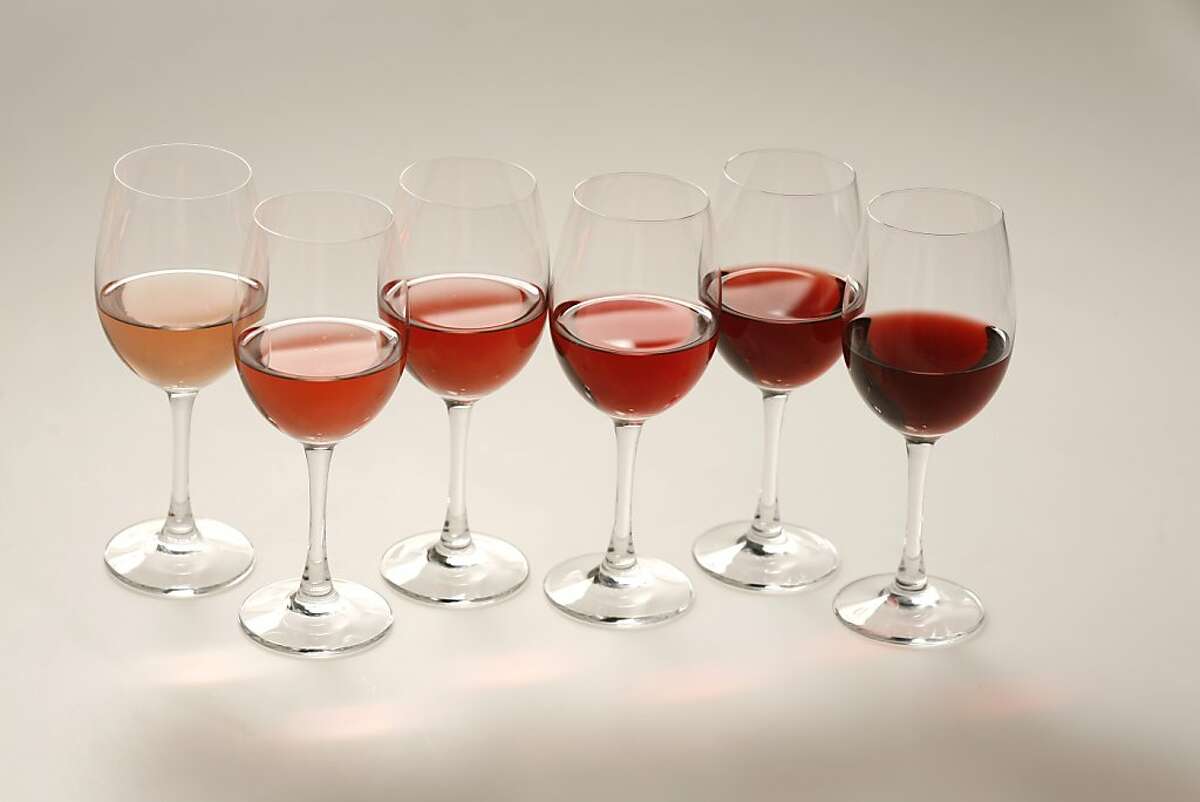 Different shades Rose wine.