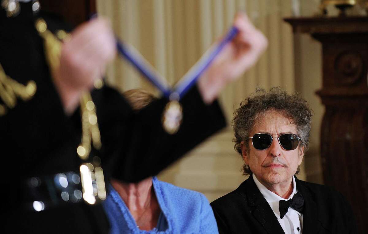 Rock legend Bob Dylan looks on during the Presidential Medal of Freedom ceremony at the White House in Washington, D.C., Tuesday, May 29, 2012. (Olivier Douliery/Abaca Press/MCT)