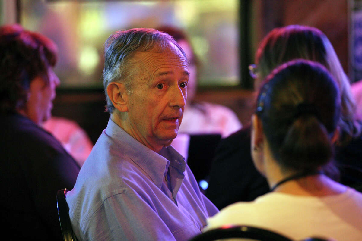 Texas Sen. Jeff Wentworth talks with Cyndi Taylor Krier while waiting for finals results on election night at Chester's Hamburgers, Tuesday, May 29, 2012. Wentworth is running tight race in the Republican District 25 primary with his main opponent, Elizabeth Ames Jones.