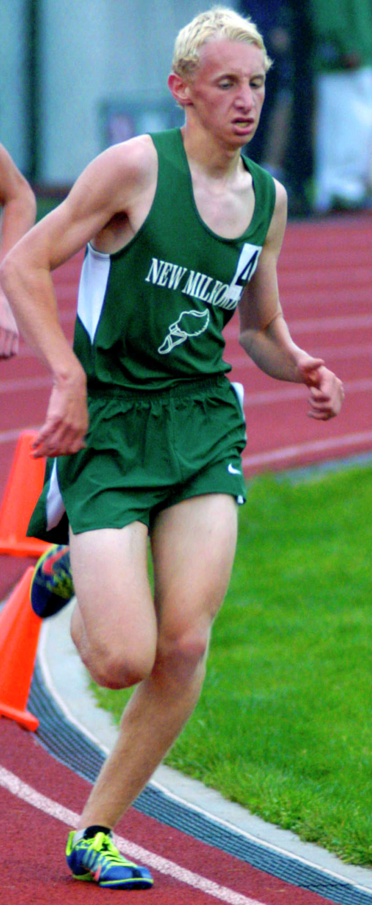 Green Wave junior John Hansell proved the most productive individual performer for the New Milford High School boys' track team with his fourth place in the 3,200 meters and fifth place in the 1,600 at the May 20, 2012 South-West Conference track and field championship meet in Bethel.