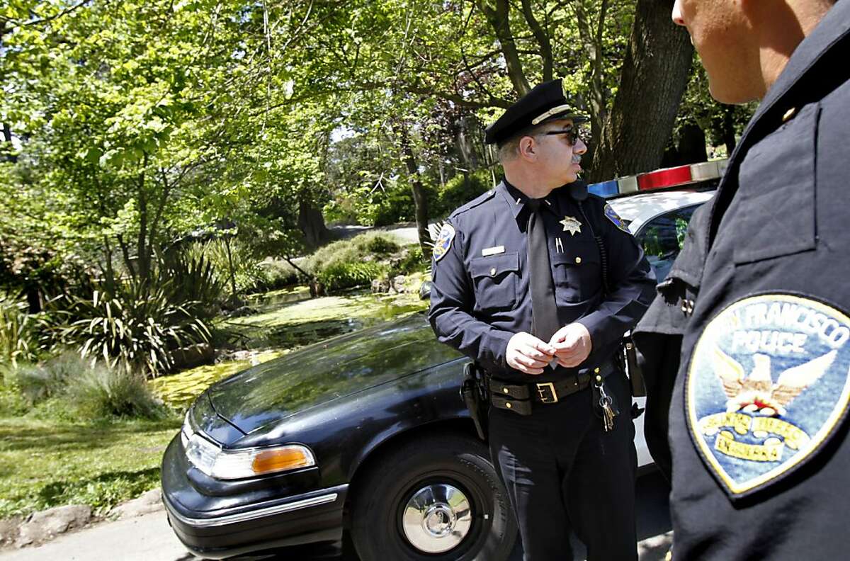 In this 2012 file photo, San Francisco police Lt. Mike Caplan keeps an eye on the Alvord Lake area in Golden Gate Park. The area has been experiencing problems with drug dealing.