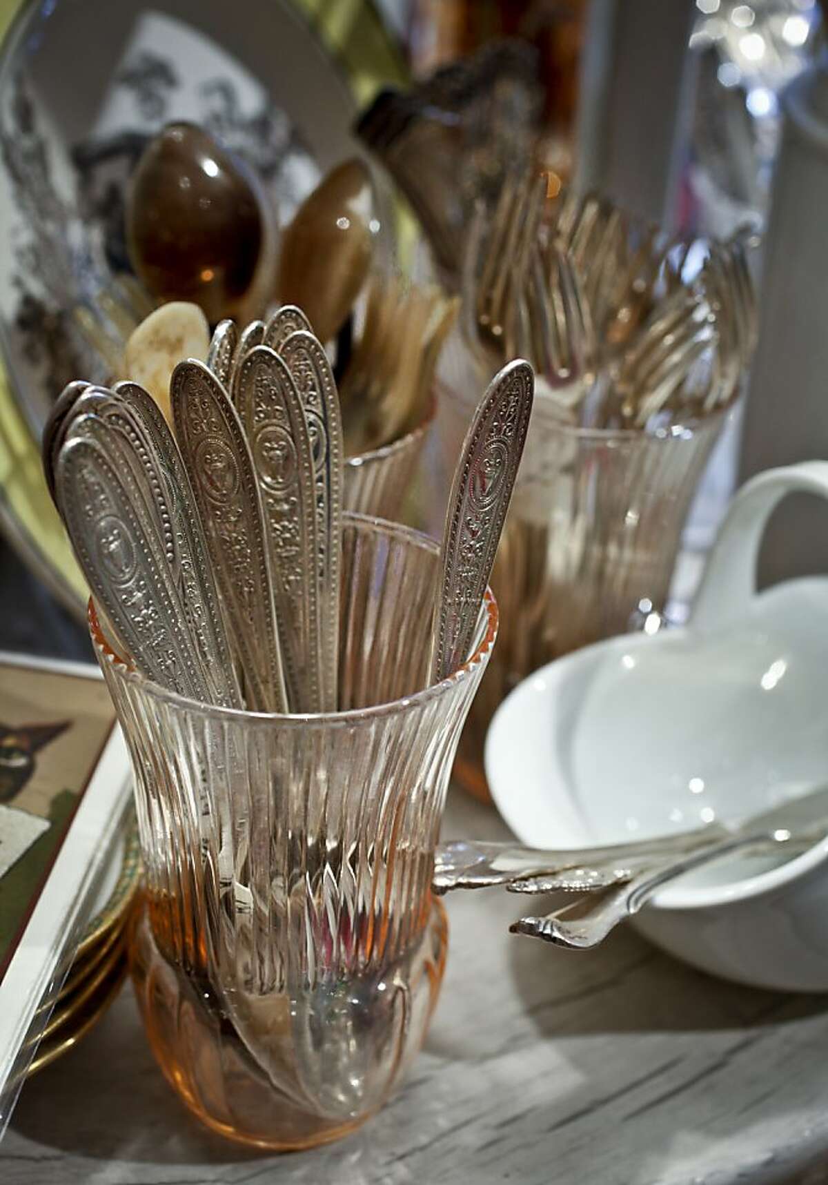 Period George Antiques on Clement St. in San Francisco, Calif., carries a wide variety of tableware, glassware, and flatware