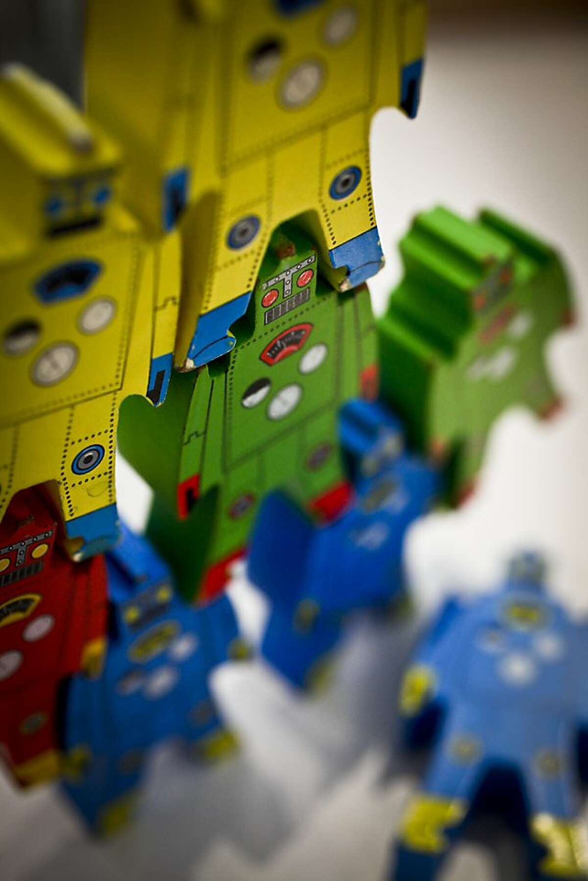 Stackable robots at Kookle Toys on Clement St. in San Francisco, Calif., are seen on Wednesday, Dec. 7, 2011.