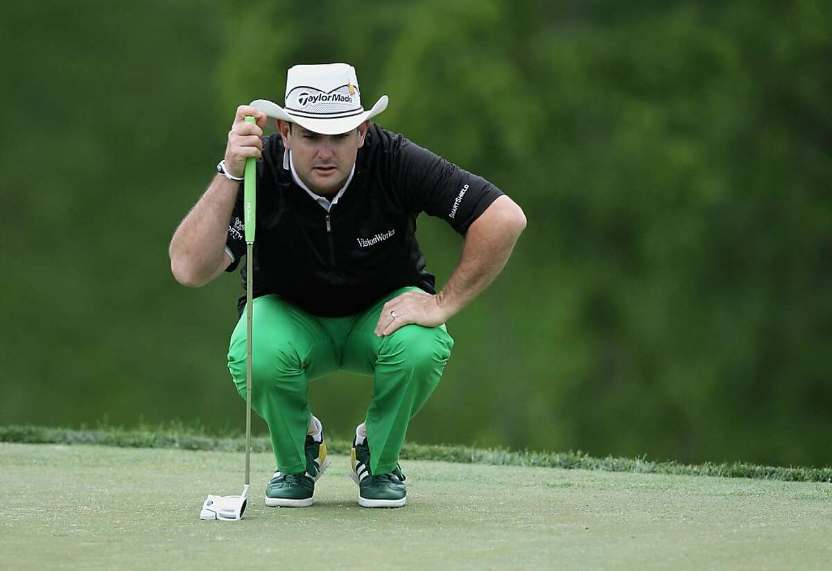 DUBLIN, OH - JUNE 01: Rory Sabbatini of South Africa lines up a putt on the 18th green during the second round of the Memorial Tournament presented by Nationwide Insurance at Muirfield Village Golf Club on June1, 2012 in Dublin, Ohio. (Photo by Andy Lyons/Getty Images)