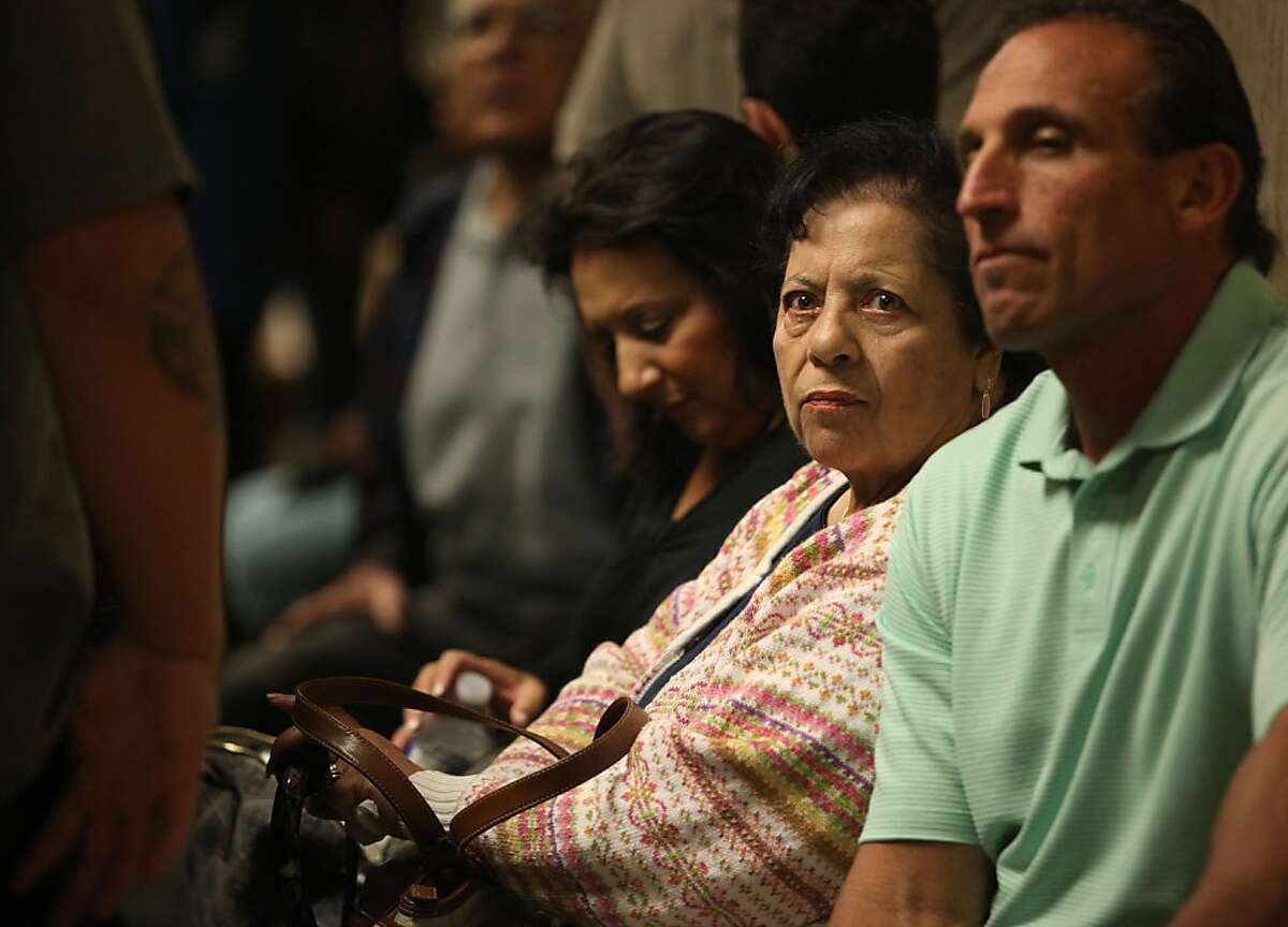 Anthony Bologna's mother Lena Bologna (middle) and his sister (middle left) at the Hall of Justice in San Francisco, Calif., waiting to enter court for a victim-impact hearing for Edwin Ramos on Monday, June 4, 2012. Edwin Ramos, 25, was convicted of the mistaken-identity murders of Lena's San Francisco son and two grandsons.