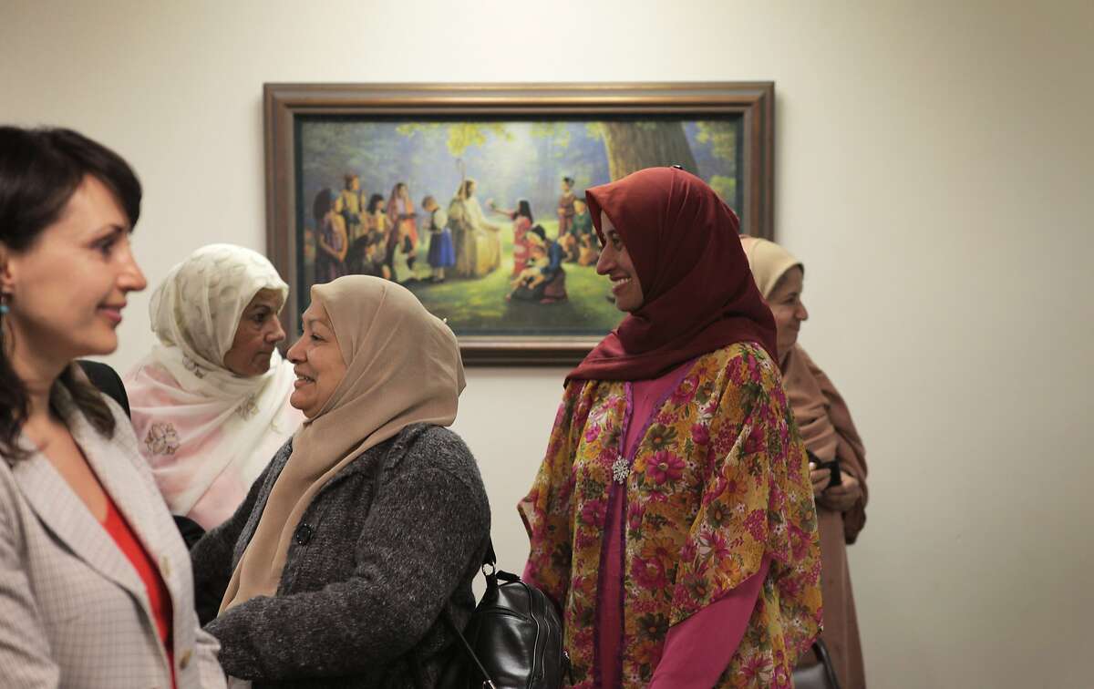 Women congregate during an event for Muslims and Christians at Centerville Presbyterian Church on Friday, May 4, 2012 in Fremont, Calif. Earlier in the day, Christians were invited to visit area mosques.