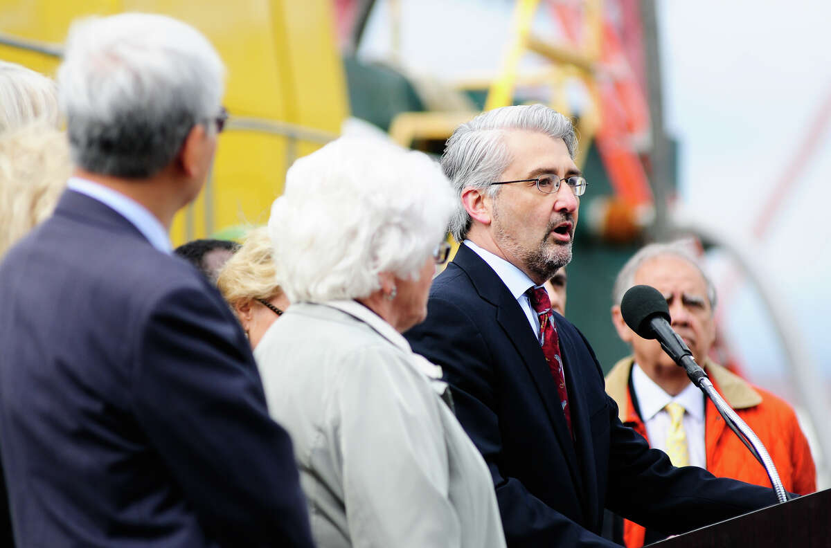 Bill Bryant speaks at the SR 99 Tunnel Project groundbreaking ceremony in 2012, with then-Gov. Chris Gregoire.  The former Seattle Port Commissioner is now running for Governor, but dogged by his refusal to take a stand for or against presumptive Republican presidential nominee Donald Trump.