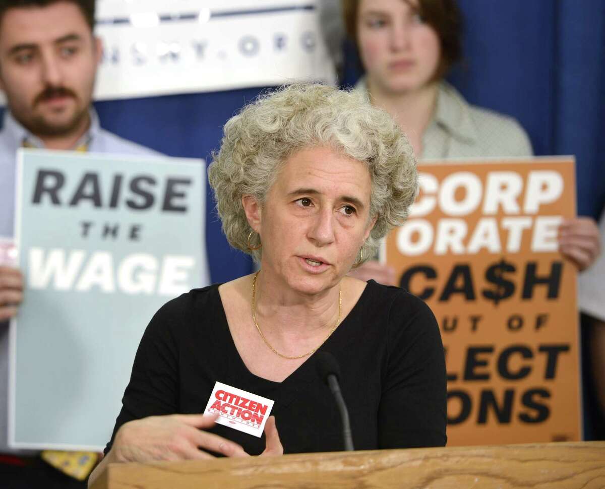Karen Scharff, Executive Director of Citizen Action of New York "New Yorkers will never be sure that their priorities are being addressed by their elected officials until those elected officials are able to run campaigns without being subjected to the corrosive influence of CEO campaign cash" at a press conference held at the Legislative Office Building in Albany, N.Y. June 11, 2012. (Skip Dickstein / Times Union)