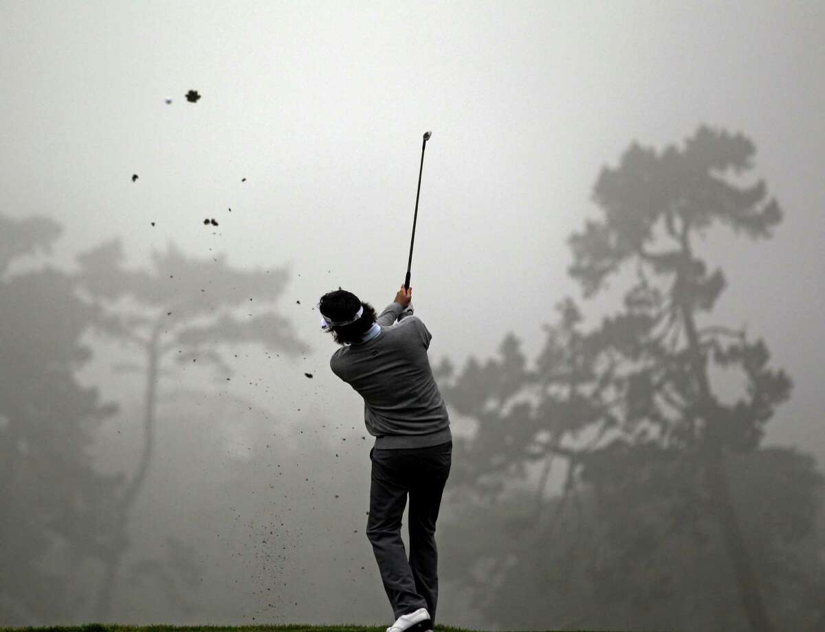 Bubba Watson hits a shot on the second hole during a practice round for the U.S. Open Championship golf tournament Wednesday, June 13, 2012, at The Olympic Club in San Francisco.