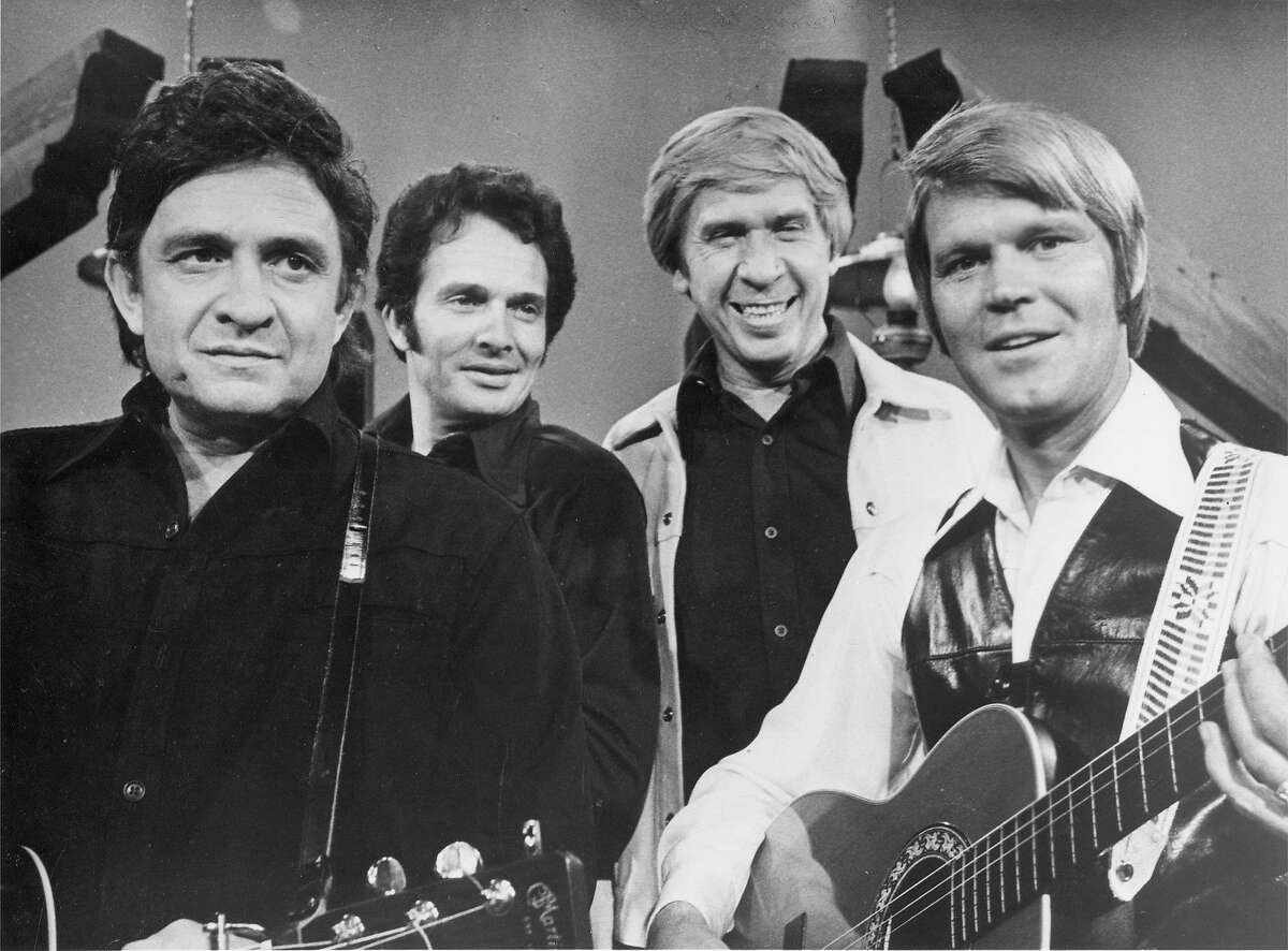 Johnny Cash, Merle Haggard, Buck Owens and Glen Campbell on The Glen Campbell Goodtime Hour.