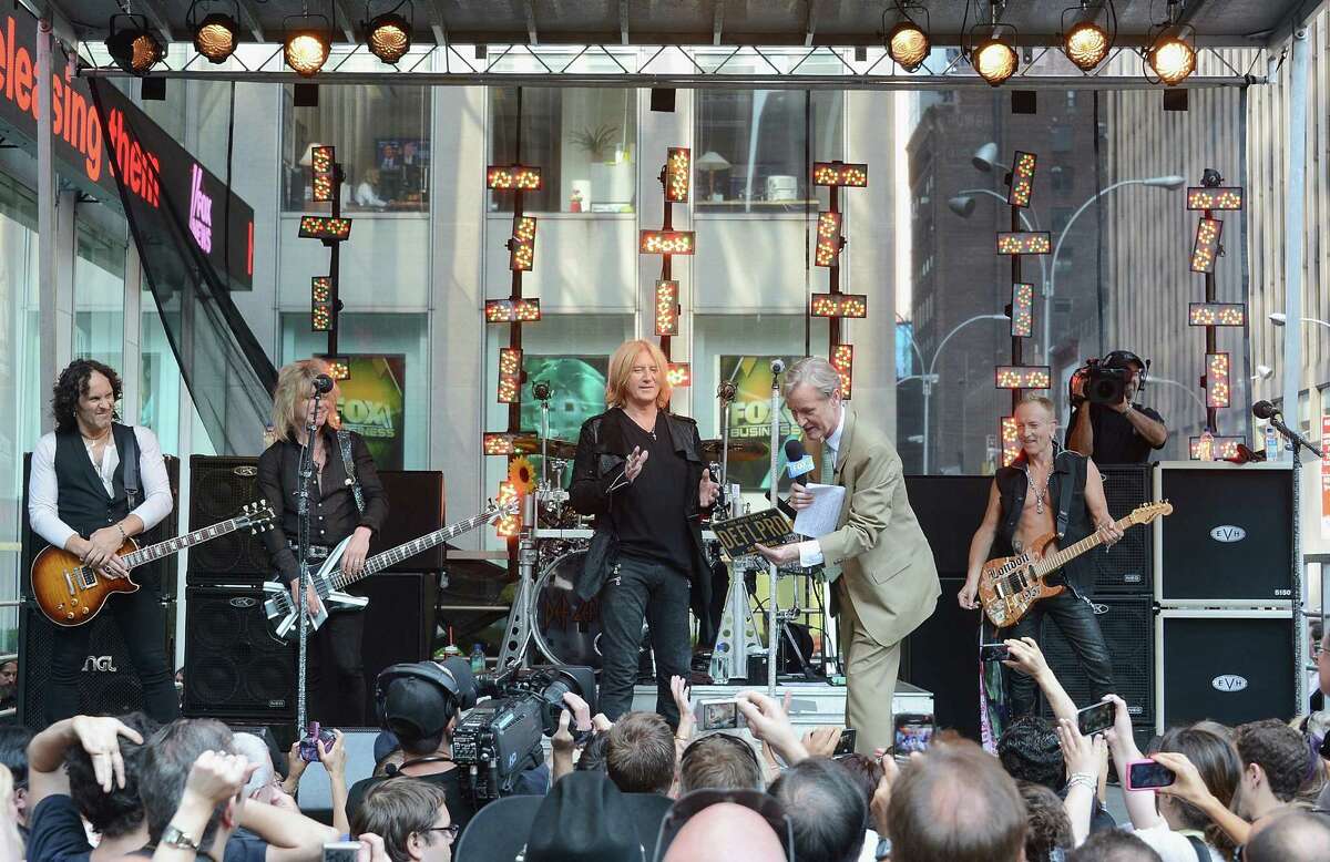 Def Leppard and Steve Doocy attend the "FOX & Friends" All American Concert Series at FOX Studios on June 15, 2012 in New York City.
