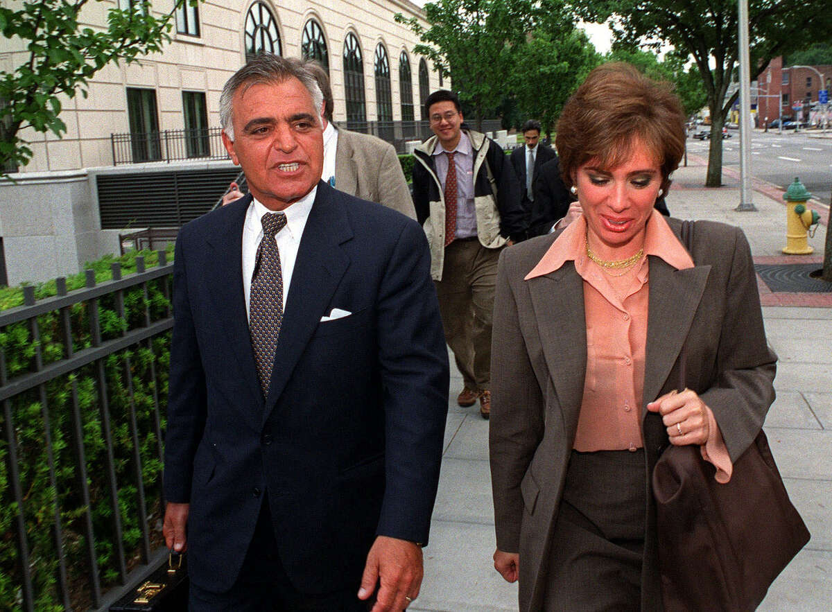 Albert Pirro and his wife, Westchester County District Attorney Jeanine Pirro, leave court at the end of the day in White Plains, N.Y., Monday, June 19, 2000. The federal tax evasion case against Albert Pirro went to the jury Monday afternoon after a month-long trial and two hours of instructions in the law. (AP Photo/Stephen Chernin)