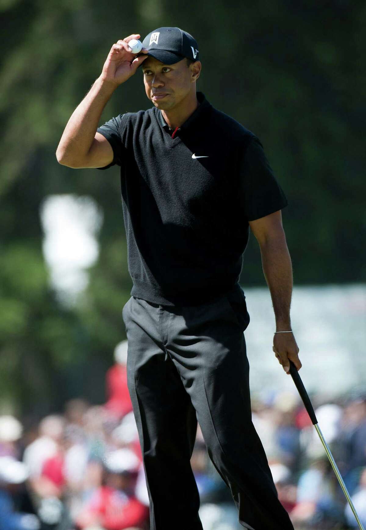 A tip of the cap goes to Tiger Woods for surviving three straight front-nine bogeys and grinding out an even-par 70.
