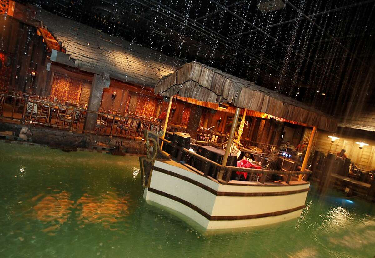 The Tonga Room is built around an existing swimming pool which now has a boat where a band plays most evenings complete with rain and thunder. The Tonga Room in the Fairmont Hotel in San Francisco, Calif. will be considered for historical landmark status by the City Historical Review Committee.