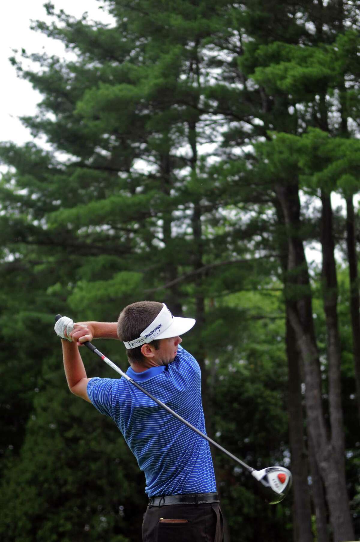 Casey Komline hits a drive on the 14th hole during the Troy Invitational at the Country Club of Troy on Sunday June 26, 2011 in Troy, NY. ( Philip Kamrass / Times Union)