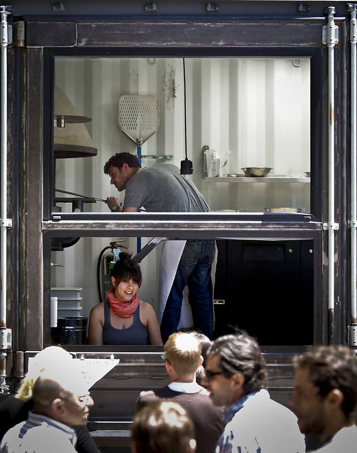 Jonathan Darsky's Del Popolo, a mobile pizzeria housed in a 25ft. shipping container, is seen on Thursday, June 7, 2012 at Mint Plaza in San Francisco, Calif.