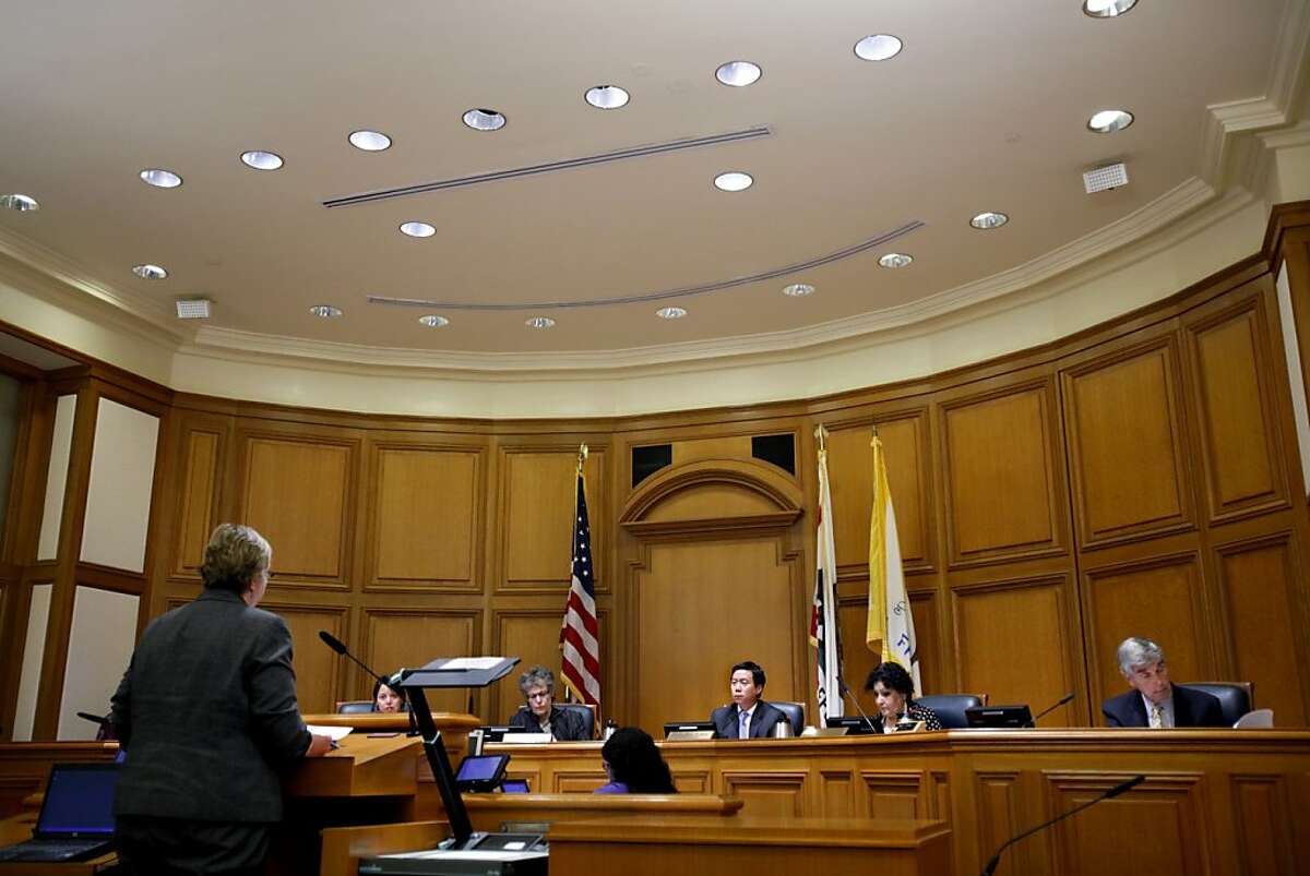 San Francisco deputy city attorney Sherri Kaiser, left, speaks at the Ethics Commission hearing on official misconduct charges against suspended Sheriff Ross Mirkarimi in San Francisco, Calif., Tuesday, June 19, 2012.