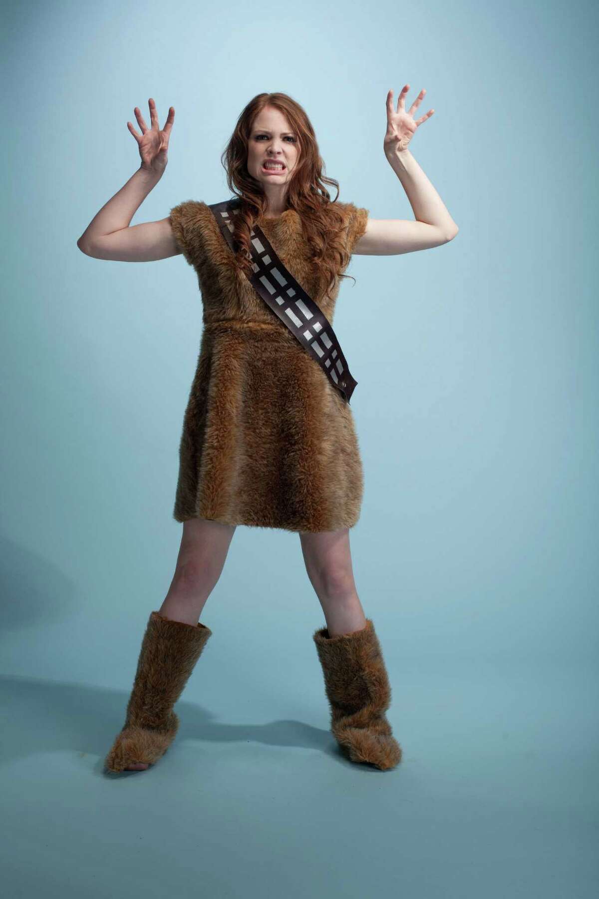 Sofi Leggett models a combination Wookiee/Ewok dress designed by Crissy Baker for Nerd Alert Designs, which is based in San Antonio and run by Baker, Leggett, Crissy's sister Kathy Baker and their friend Amanda Guerra-Deibel.