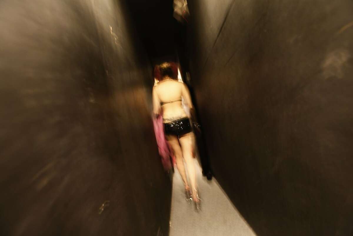 Princess on her way to the stage at the Lusty Lady Theatre in San Francisco, Calif. on Tuesday, June 19, 2012.
