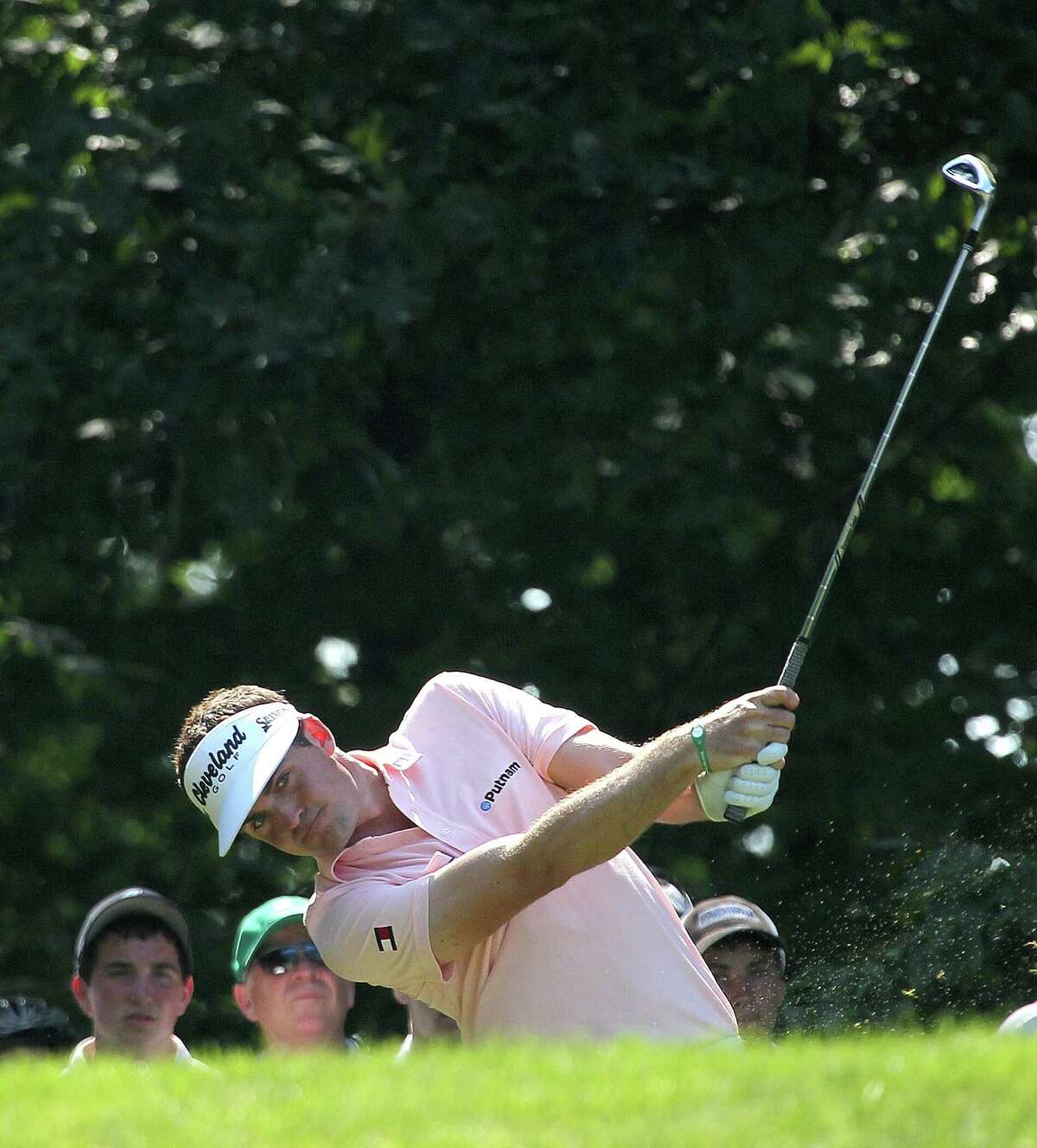 CROMWELL, CT - JUNE 21: Keegan Bradley hits a shot towards the 11th green during Round One of the 2012 Travelers Championship at TPC River Highlands on June 21, 2012 in Cromwell, Connecticut. (Photo by Jim Rogash/Getty Images)