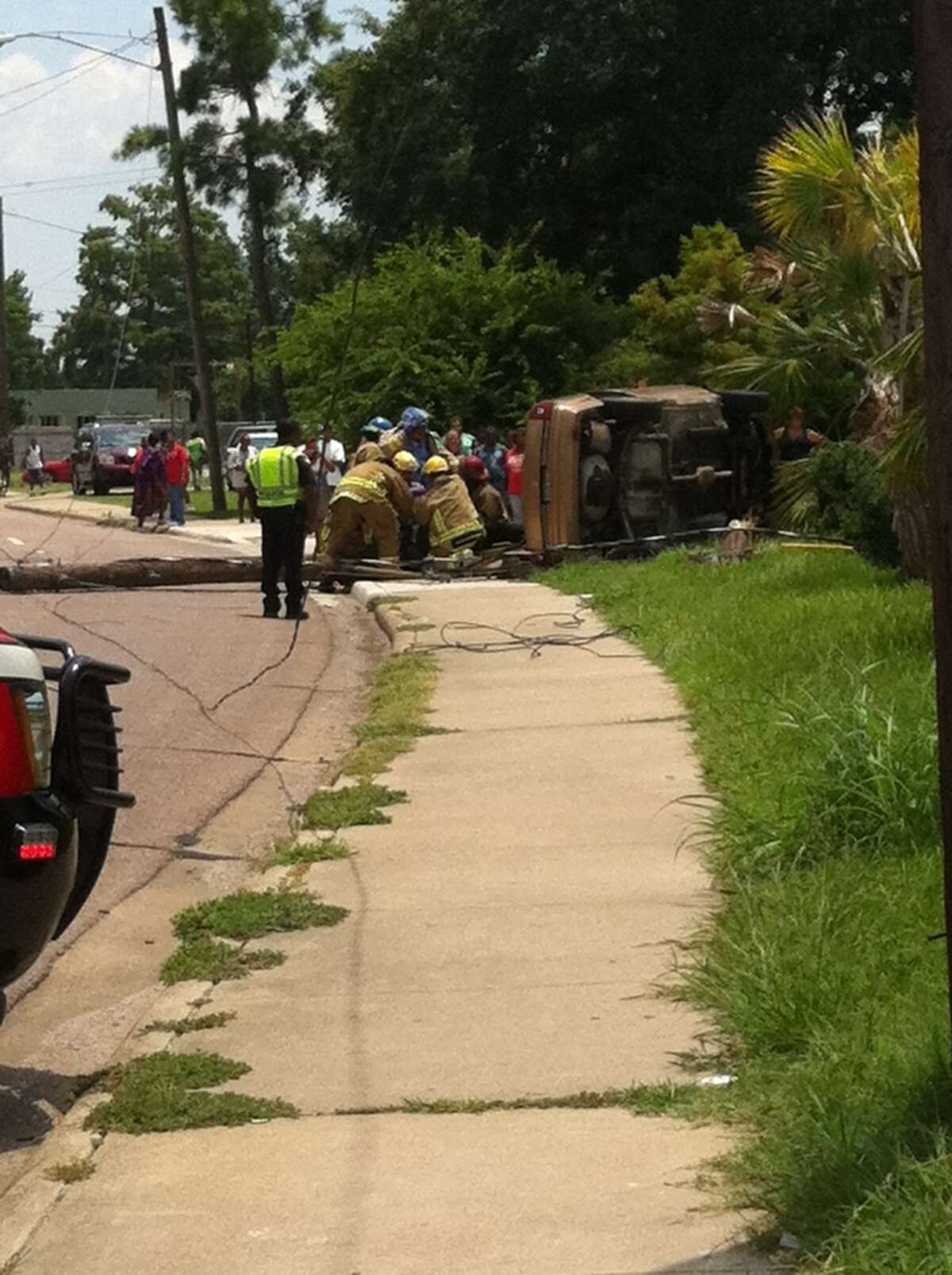 Car Hits Pole Knocks Out Electricity