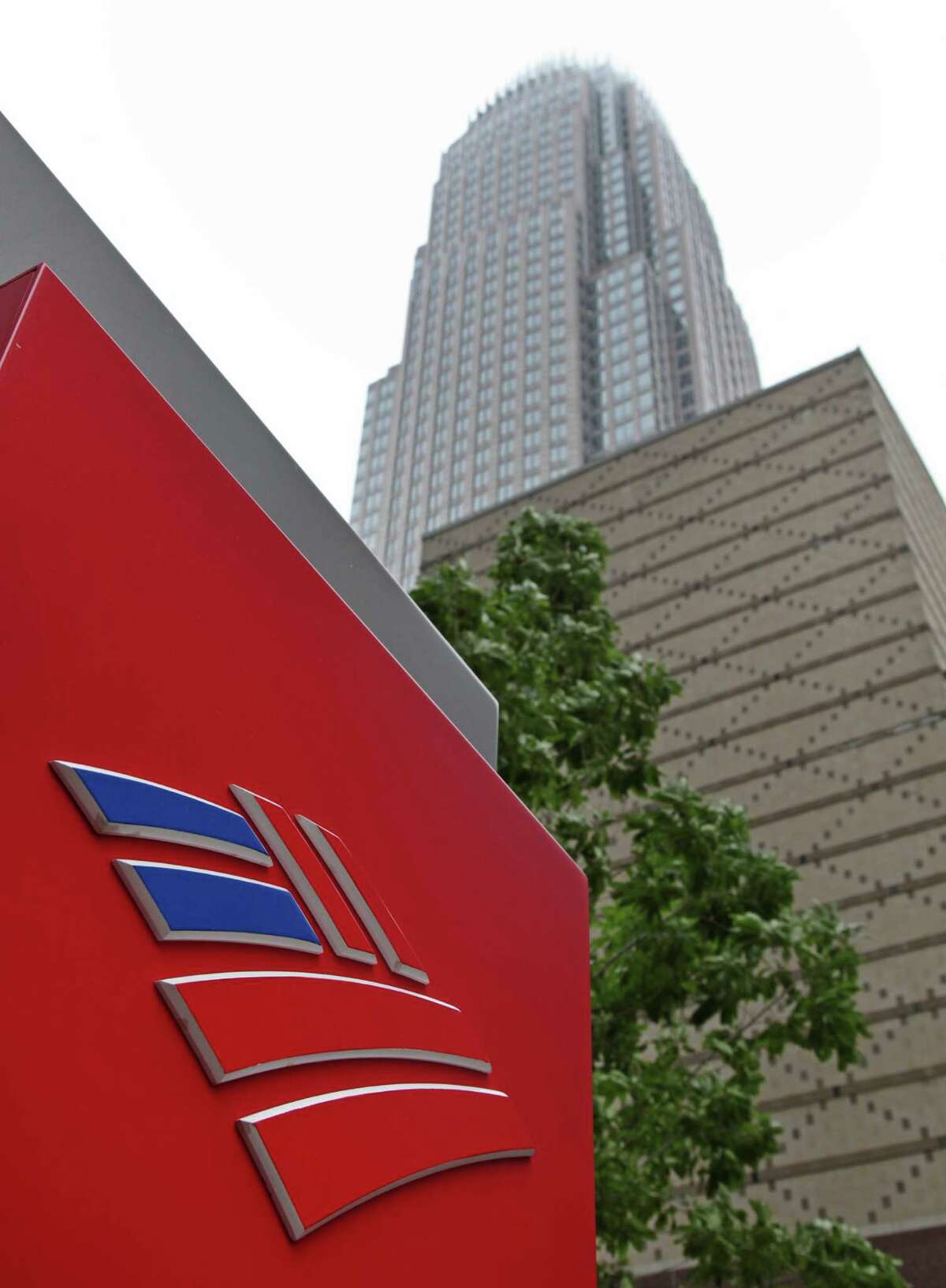 FILE -- An April 19, 2012 file photo shows Bank of America's corporate headquarters in Charlotte, N.C. Moody's Investors Service Thursday June 21, 2012 has lowered the credit ratings on some of the world's biggest banks, including Bank of America. (AP Photo/Chuck Burton)