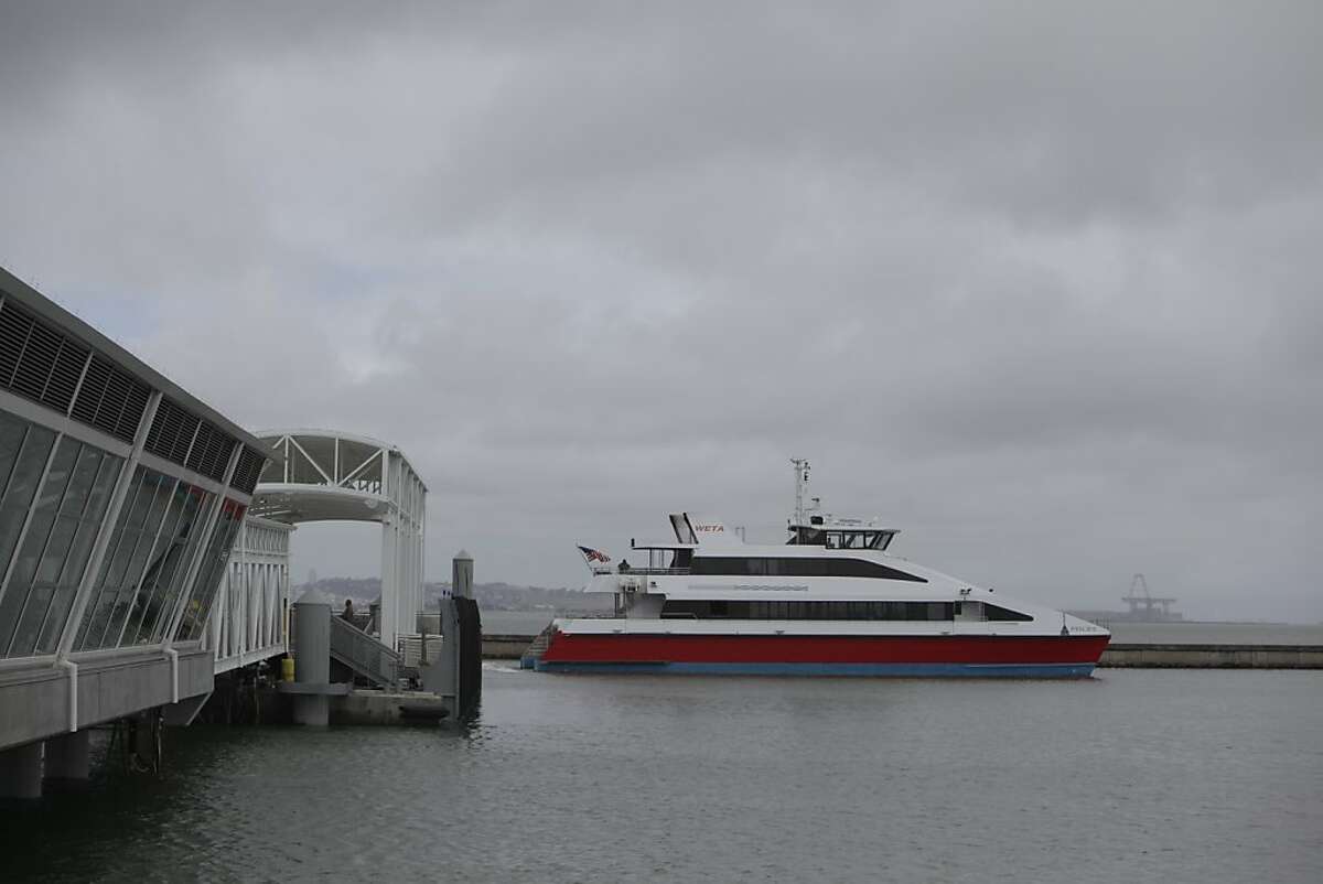 The ferry Pisces leaves the Oyster Point Marina Ferry Terminal after the San Francisco Bay Ferry South San Francisco Inaugural Celebration on Monday, June 4, 2012 in South San Francisco.