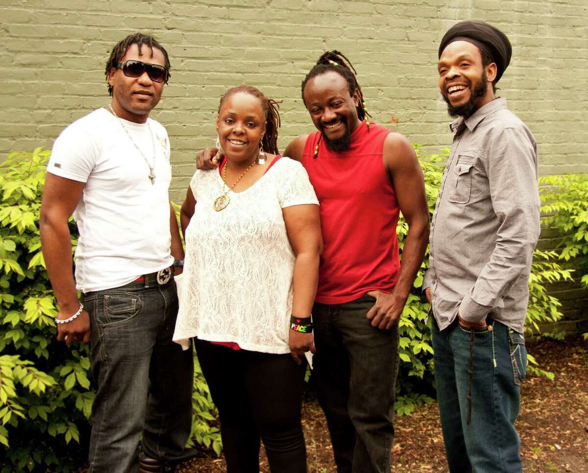 Mystic Bowie, second from right, with members of the Dis and Dat Band, has put together a concert at the Ridgefield Playhouse Friday, June 29, to raise money for the Mystic Bowie Cultural Center in Jamaica.