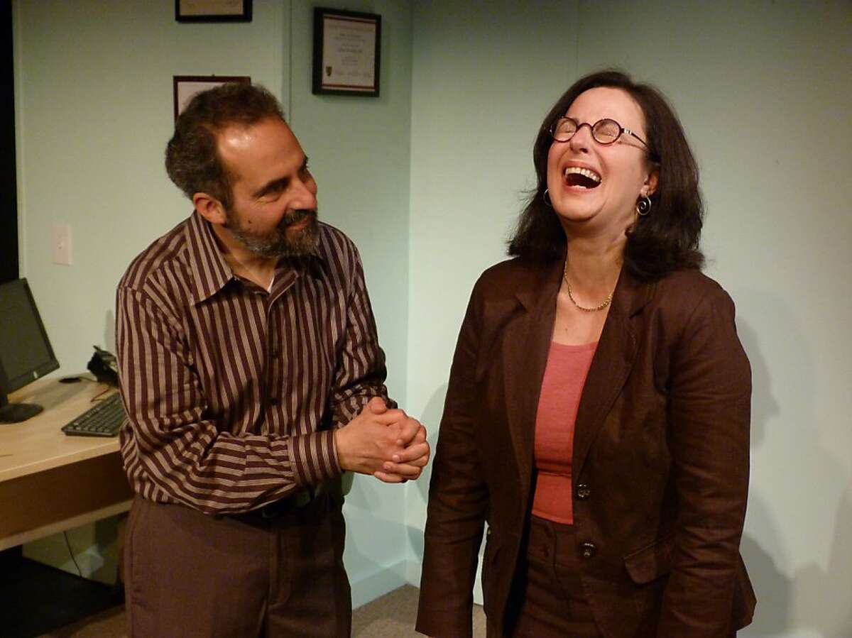 Jeri Lynn Cohen (right) and Charlie Varon in "FWD: Life Gone Viral," which they wrote with director David Ford, at The Marsh