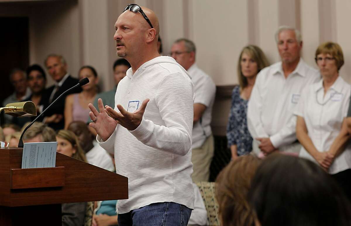 City retiree, Gary Jones pleads with the Stockton City Council not to take away his health care coverage, during citizen comments before they vote on whether to file for bankruptcy on Tuesday June 26, 2012, in Stockton, Calif. Stockton may become the biggest city in American history to file for bankruptcy.