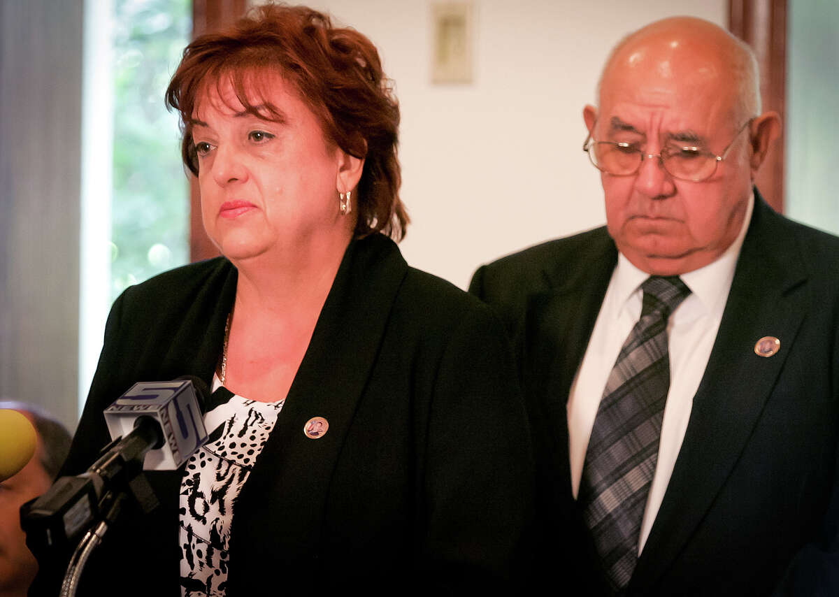 Mary and Amador Zapata, the parents of slain Immigration Customs and Enforcement agent Jaime Zapata, appear during a news conference on Friday, June 29, 2012, in Brownsville, Texas. The families of the two U.S. immigration agents shot more than a year ago on a Mexican highway renewed their demand Friday that the U.S. government explain the decisions that put them there and answer questions about how guns purchased in the U.S. fell into the hands of their attackers.